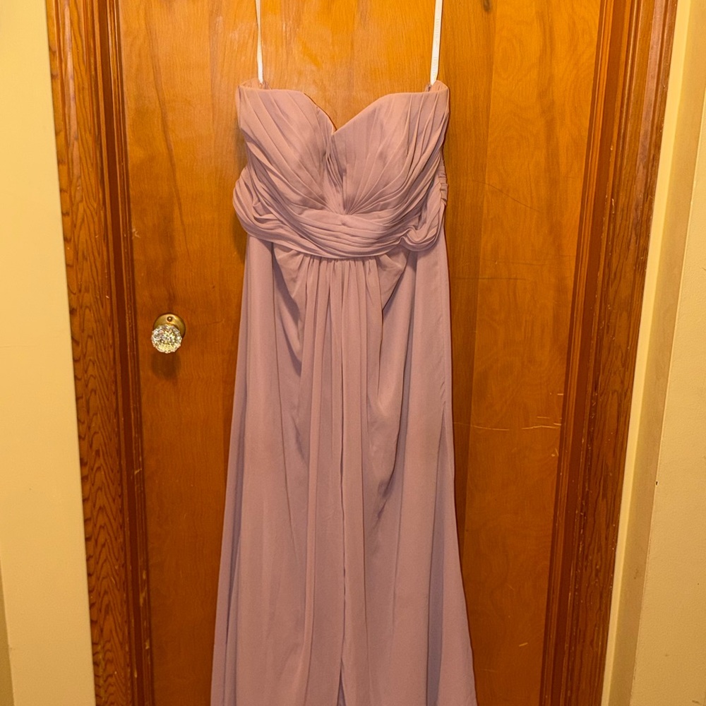 David's Bridal Soft Mauve Strapless Dress